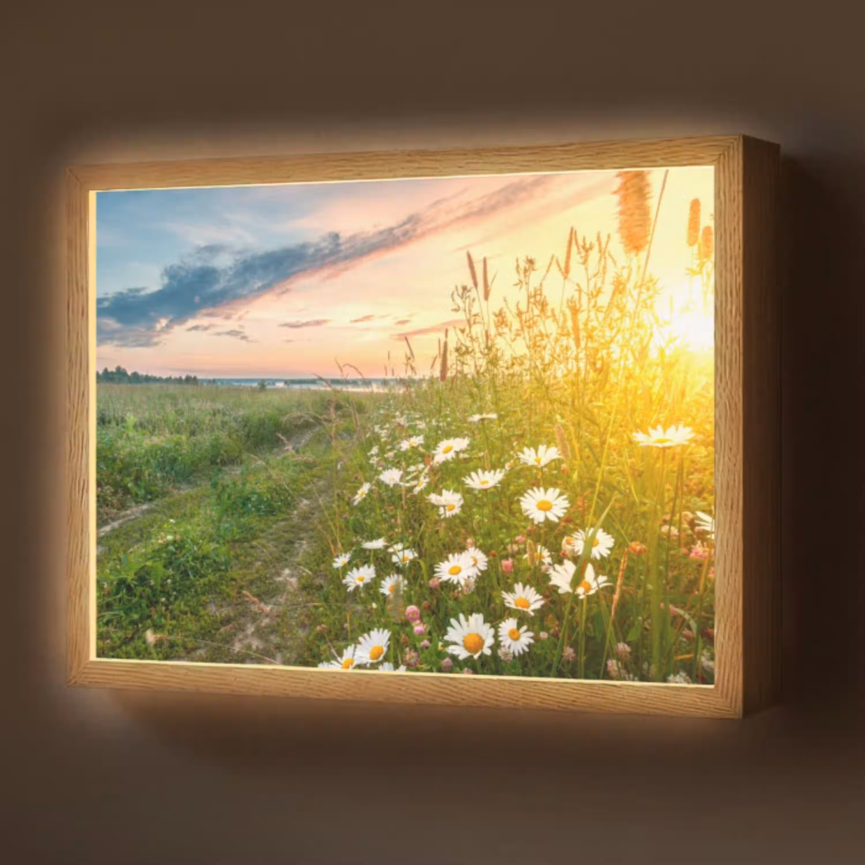 Bloemen - Madelief - Natuur - Zon - Horizon Light Box met batterij (Wandlamp) middel -z3d_website