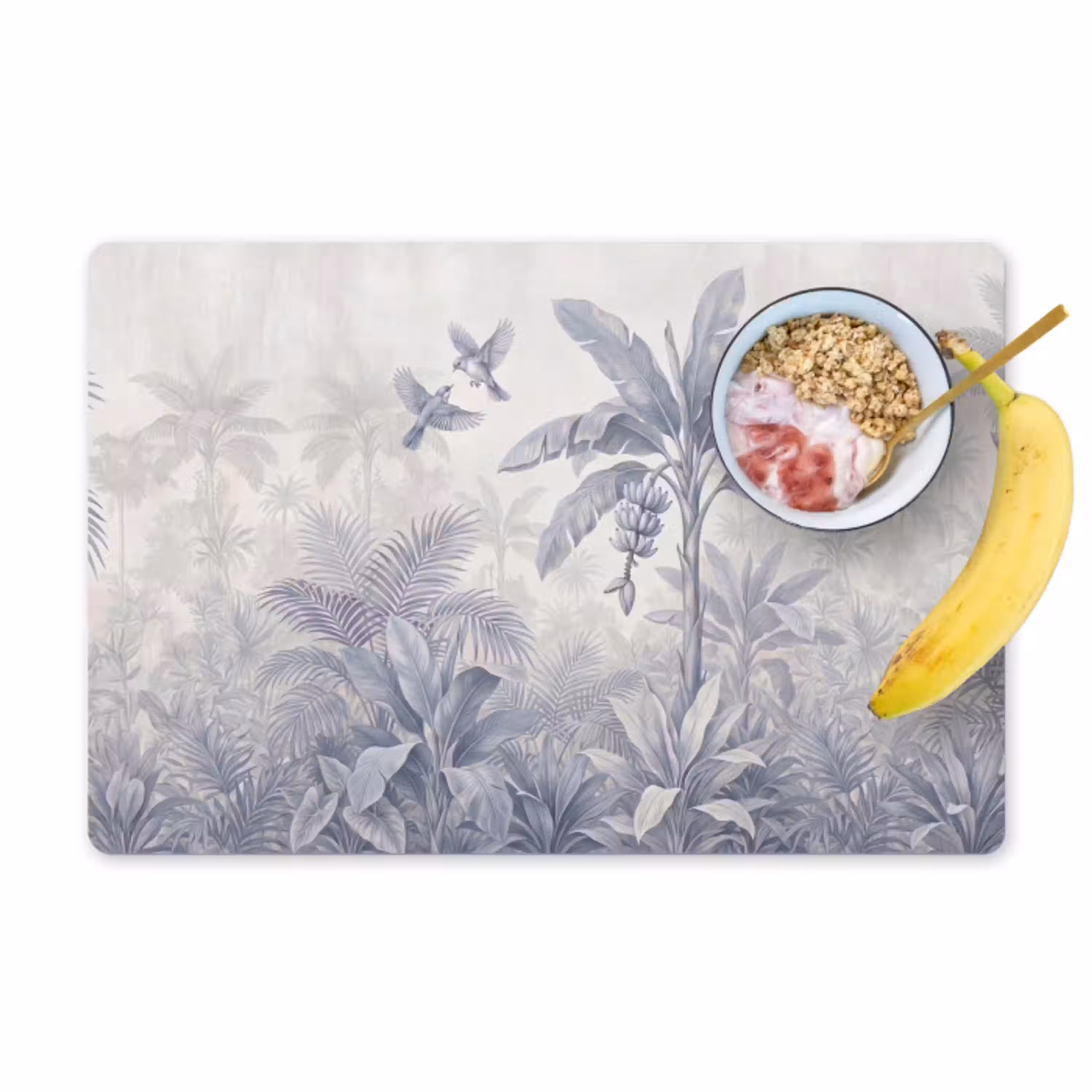 Natuur - Vogel - Jungle - Illustratie - Blauw Placemat vinyl groot -zzzproduct_Kitchenyeah-website