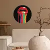 Lippen - Kleuren - Zwart Wandcirkel behangsticker klein -sfeer1