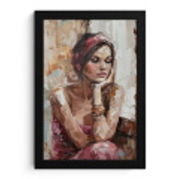 Vrouw - Verflook - Portret - Modern fotolijst zwart zonder passe partout klein -3d