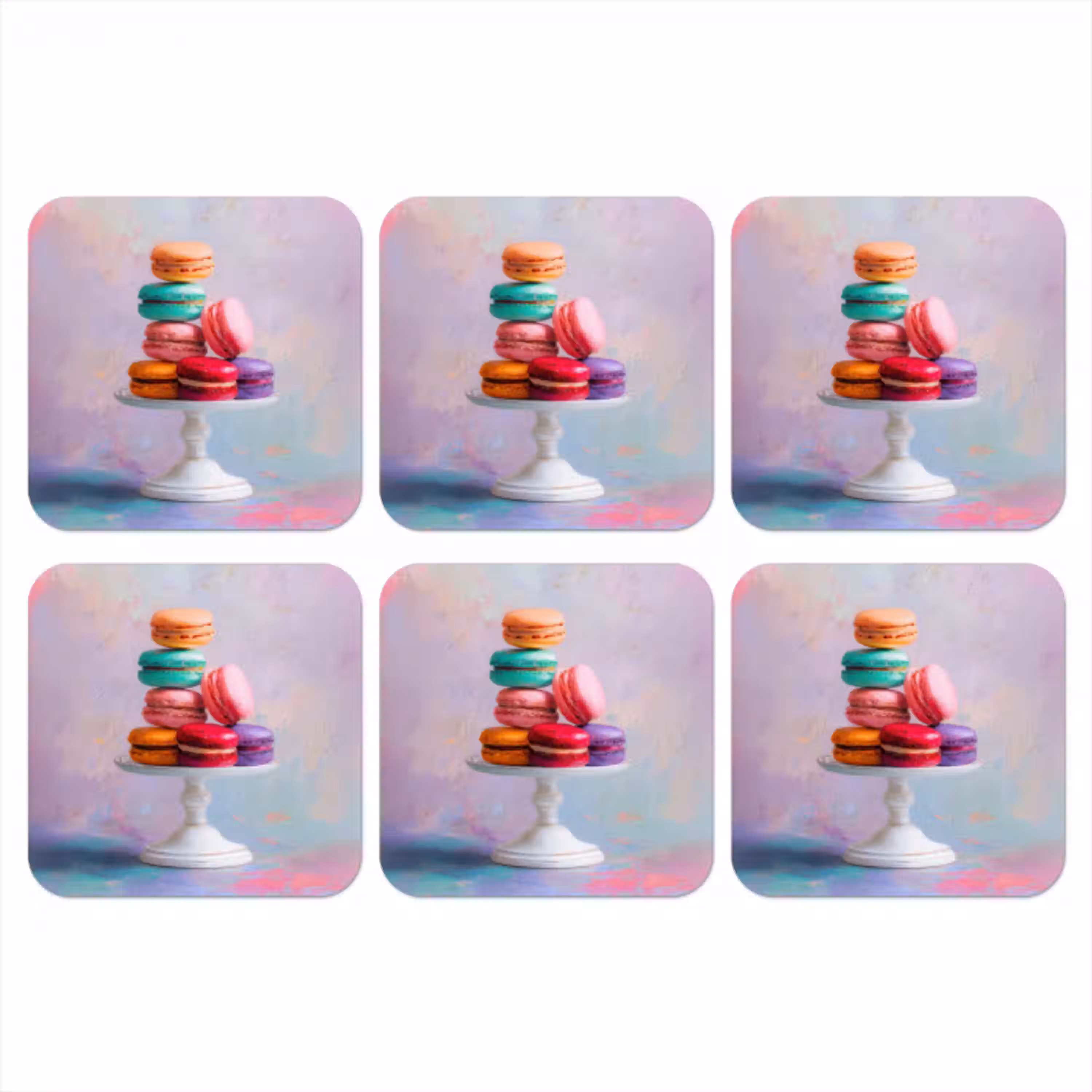Macarons - Schaal - Pastel - Kleurrijk onderzetter kurk middel -3d