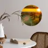 Zon - Strand - Duin - Horizon - Gras - Pad - Oranje Wandcirkel behangsticker klein -sfeer3