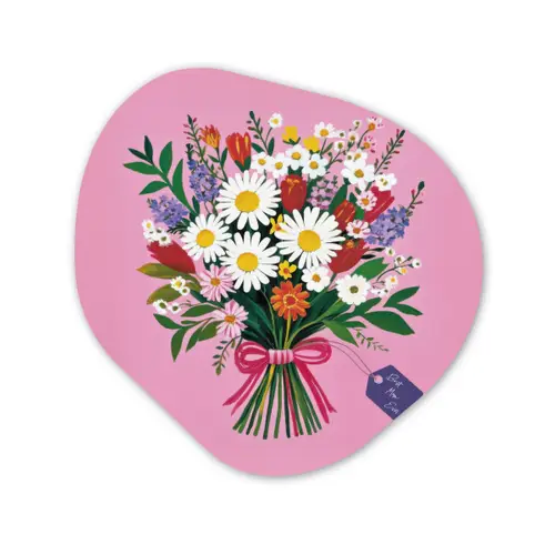 Bloemen - Quote - Kaartje - Kleurrijk Wandcirkel Organisch Aluminium middel -3d