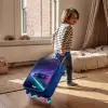 Neon - Raceauto - Lichtstrepen - Paars Kinderkoffer - Blauw klein -sfeer1