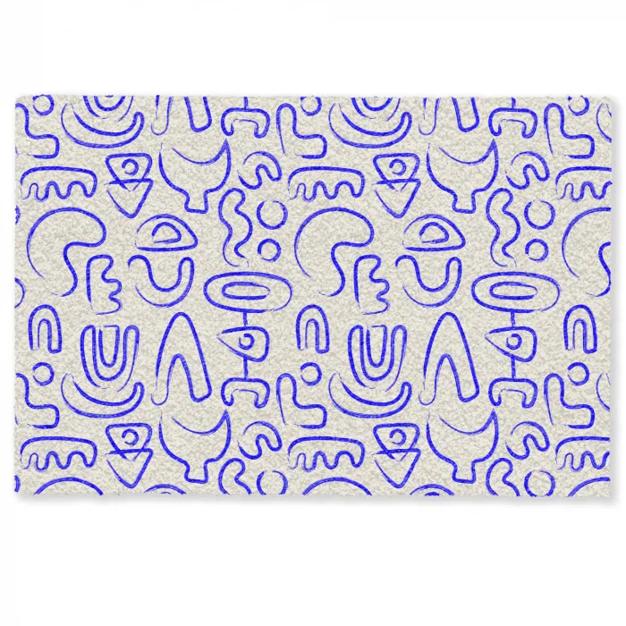 Blauw - Patroon - Abstract - Beige Deurmat klein 898 -zkaufland3d