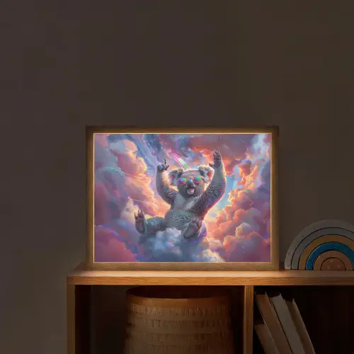 Koala - Dier - Zonnebril - Wolken Light Box met batterij (Wandlamp kind) middel -sfeer1_kind