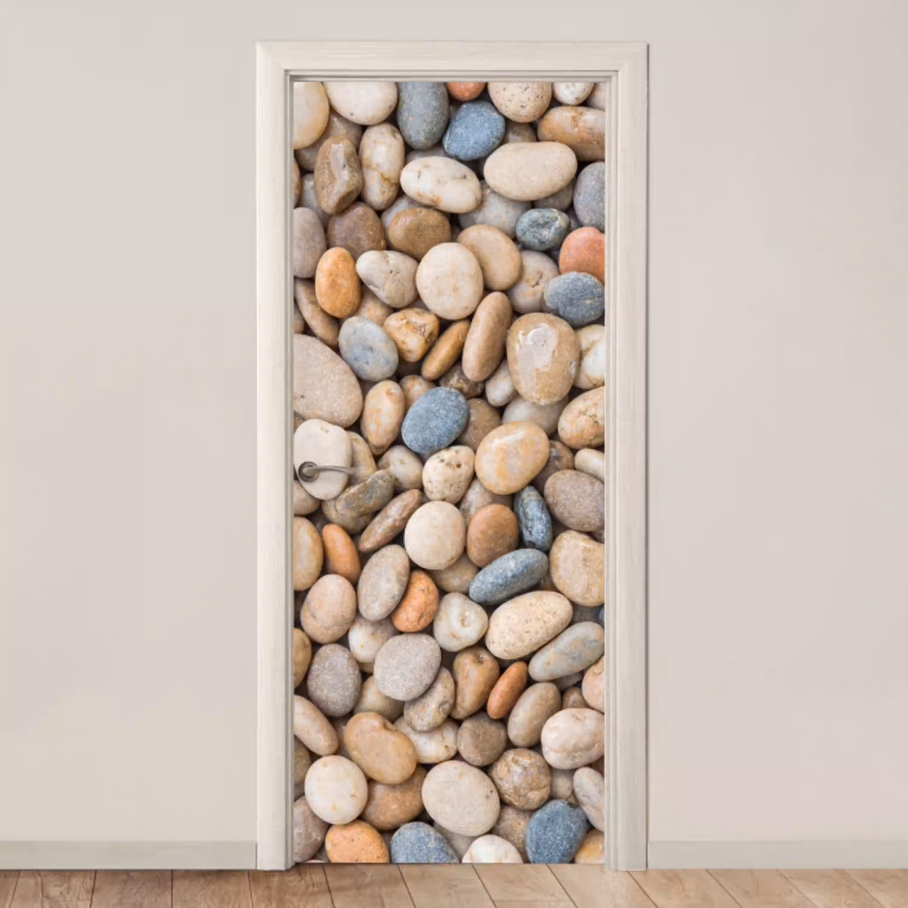 Kiezelstenen - Natuur - Textuur - Beige - Grijs deurposter klein -3d_beige