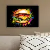 Hamburger - Graffiti - Verf - Kleurrijk - Eten - Abstract canvas 2cm klein -sfeer3