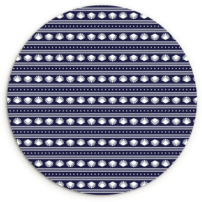 Schelp - Nautisch - Blauw - Wit Wandcirkel plexiglas klein 852 -3d
