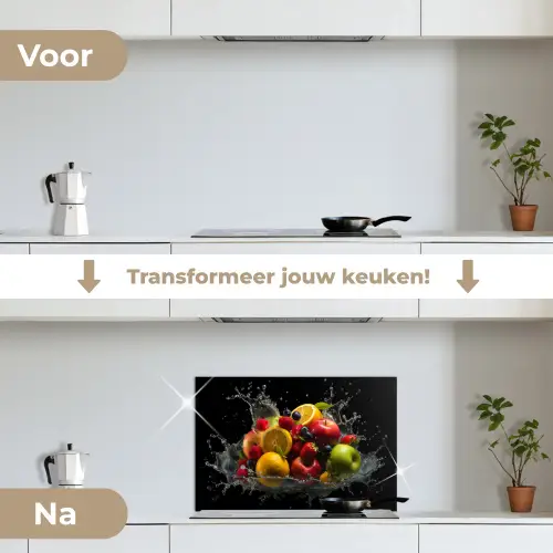 Fruit - Appel - Sinaasappel - Rode vruchten - Water keuken achterwand spatscherm klein -voor_na_NL