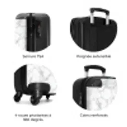 Wit - Marmer - Grijs NBS - Handbagage koffer - Volwassenen Unisex middel zzzzzzzbolletjes_FR