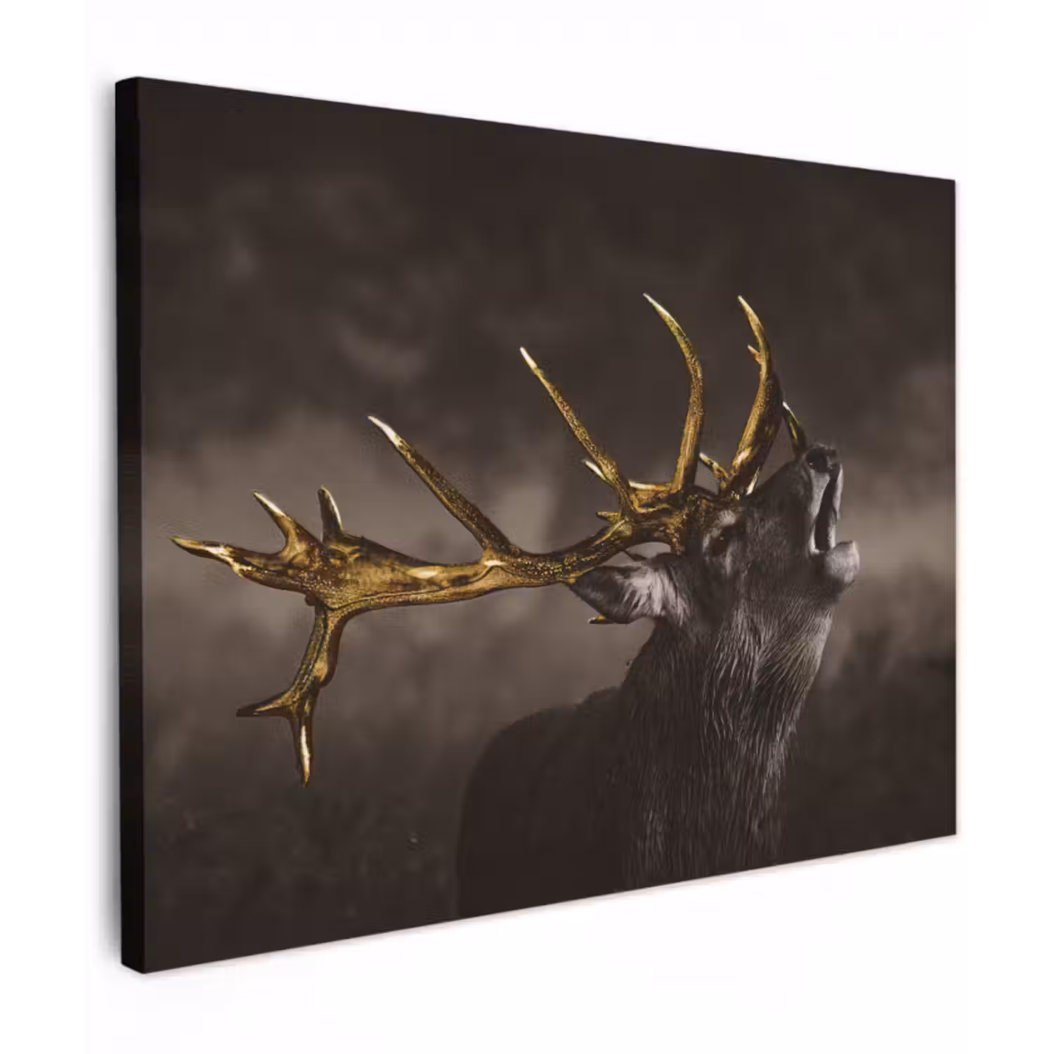 Canvas schilderij - Hert - Black - Gold