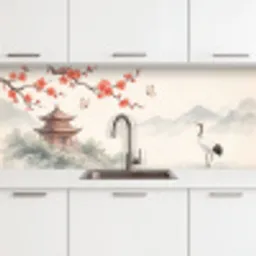 Kraanvogel - Azië - Klassiek keuken achterwand 2 middel -3d