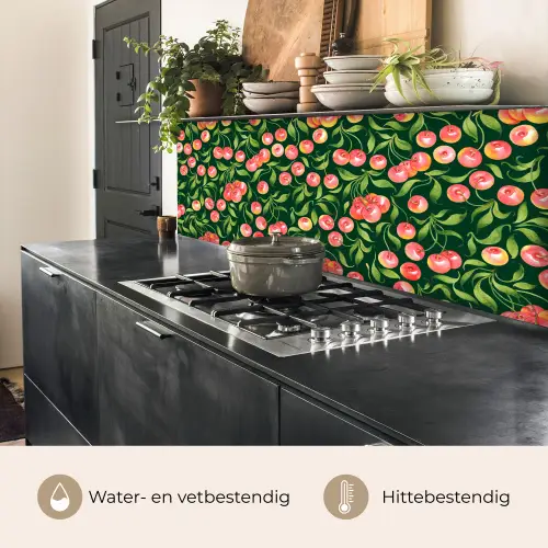 Groen - Rood - Kersen - Bladeren keuken achterwand 2 middel 871 -usp_NL