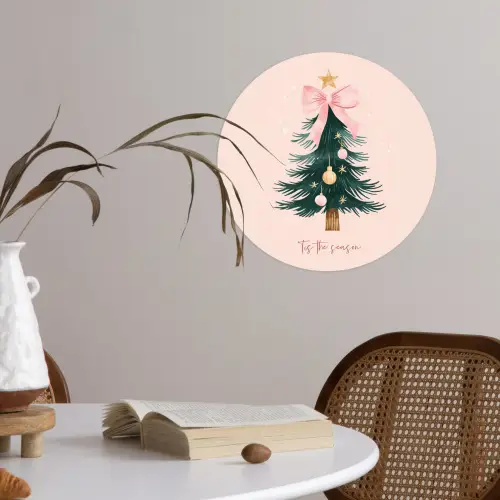 Christmas Season - Kerst - Kerstboom - Roze Wandcirkel behangsticker klein -sfeer3
