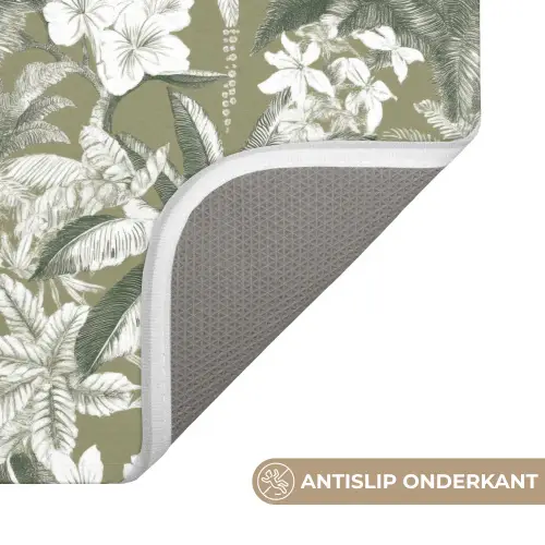 Botanisch - Bloemen - Groen Badmat klein 997 -USP_AntislipNL