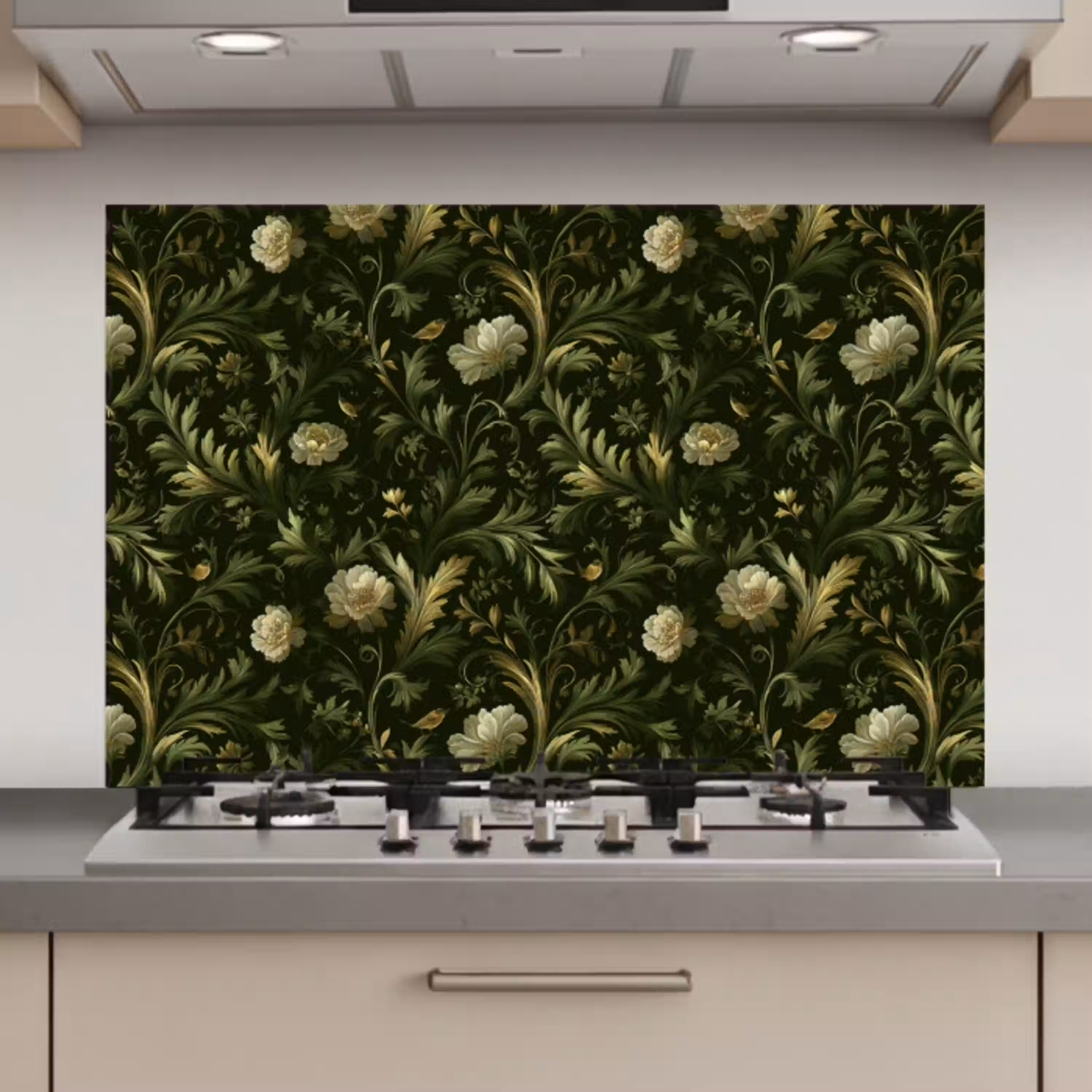 Botanisch - Naadloos - Bloemen keuken achterwand spatscherm klein 900 -3d_website