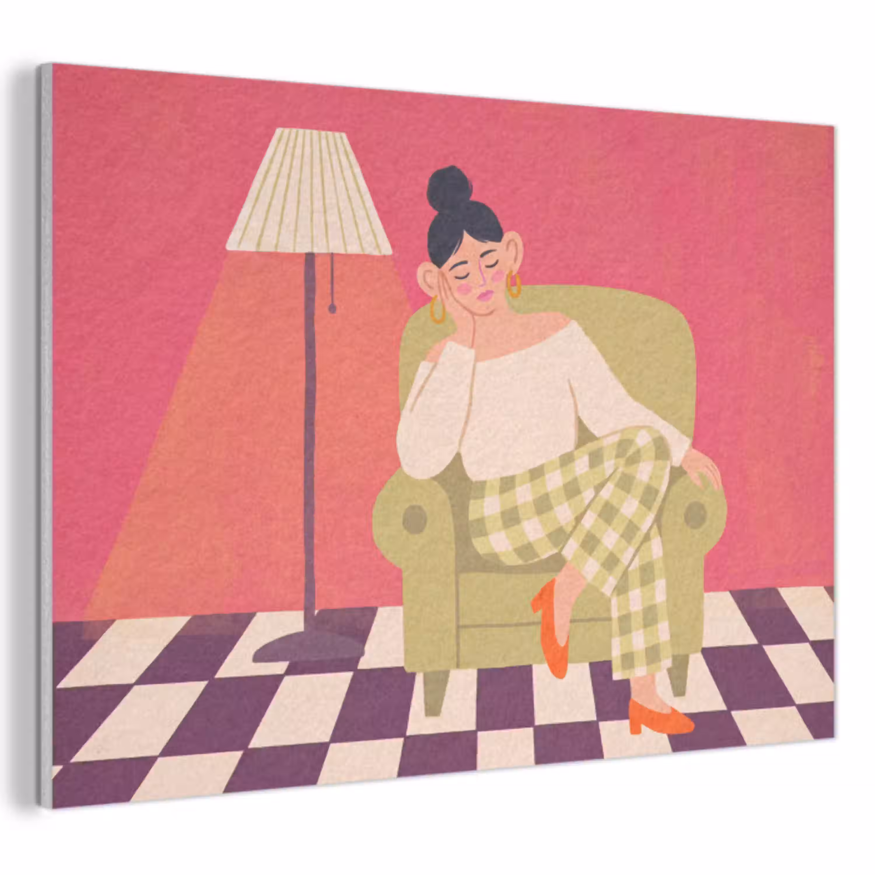 Vrouw - Rust - Interieur - Modern - Kunst PET vilt klein -3d