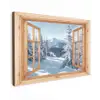 Doorkijk - Winterlandschap - Natuur - Berg - Bomen - Hout Tuinposter op houten frame 2 cm dik klein -3d