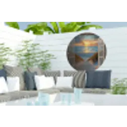 Doorkijk - Strand - Pad - Zonsondergang Wandcirkel tuinposter met ringen klein -buiten2