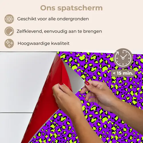 Panterprint - Paars - Groen - Neon keuken achterwand spatscherm klein 900 -spatscherm_NL