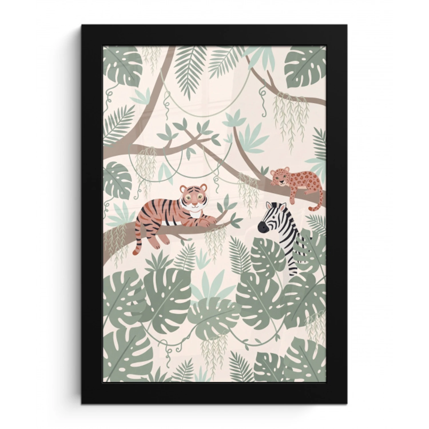 Jungle - Rustiek - Pastel fotolijst zwart zonder passe partout klein -3d