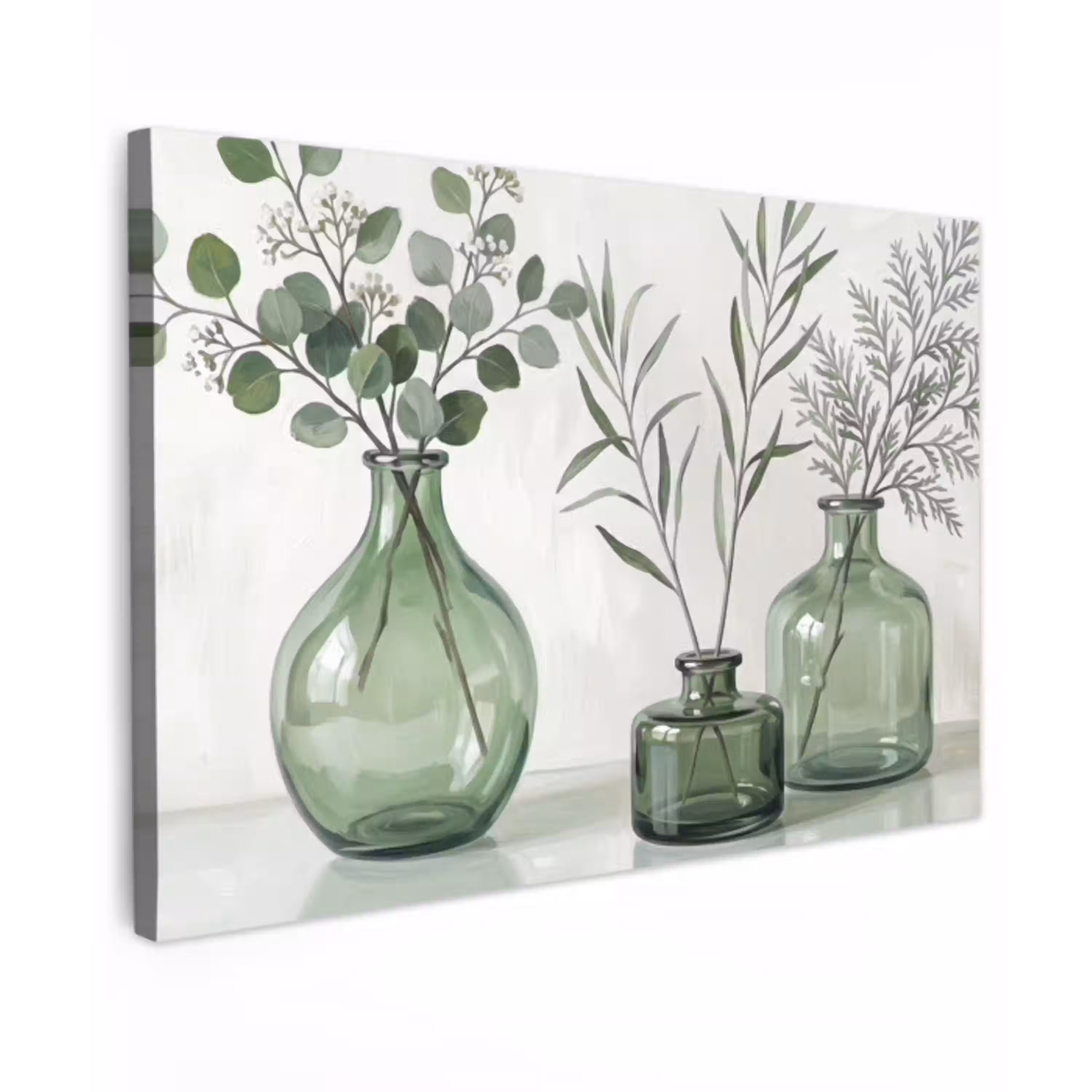 Vazen - Bladeren - Groen canvas 2cm klein -z3d