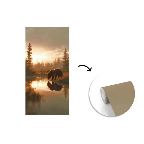 Beer - water - Bos - Ochtendlicht fotobehang vinyl groot -3d