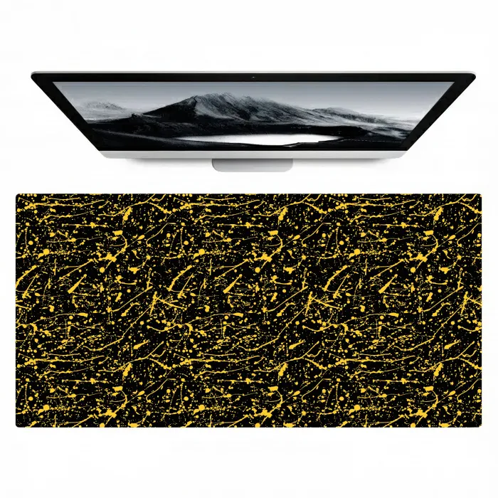 Spat - Waterverf - Geel - Zwart Muismat XXL klein 681 -zzz3d