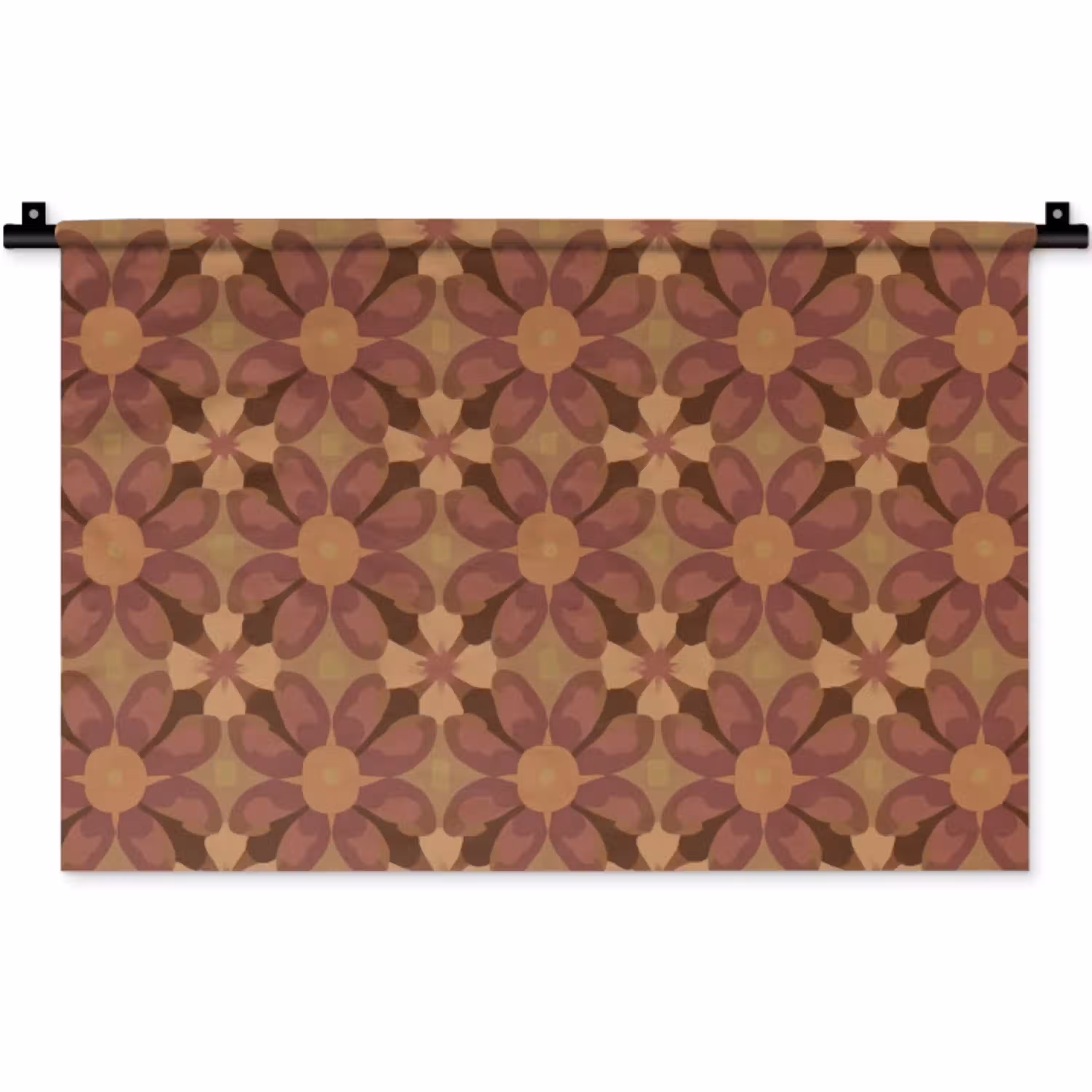 Retro - Bloemen - Bruin Wandkleed katoen klein 269 -zz3d