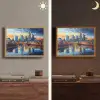 Zonsondergang Frankfurt - Stad - Skyline - Water Light Box met batterij (Wandlamp) middel -sfeer3