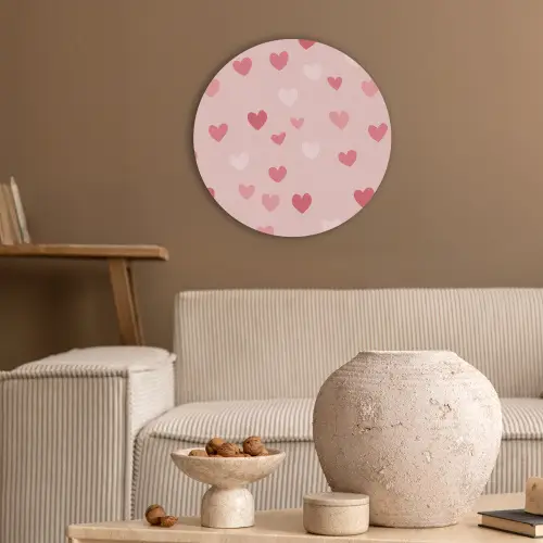 Hartjes - Patroon - Roze - Eenvoudig Akoestische PET Vilt - Rond klein -sfeer1