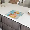 Schilderij - Vrouw - Hoed - Geel Inductie beschermer vinyl 3mm middel -sfeer8