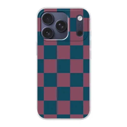 Schaakbord print - Blauw - Rood - Blokjes Telefoonhoesje iPhone 17 Pro klein -3d