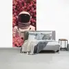 Bloemen - Roze - Astronaut fotobehang vinyl groot -slaapkamer