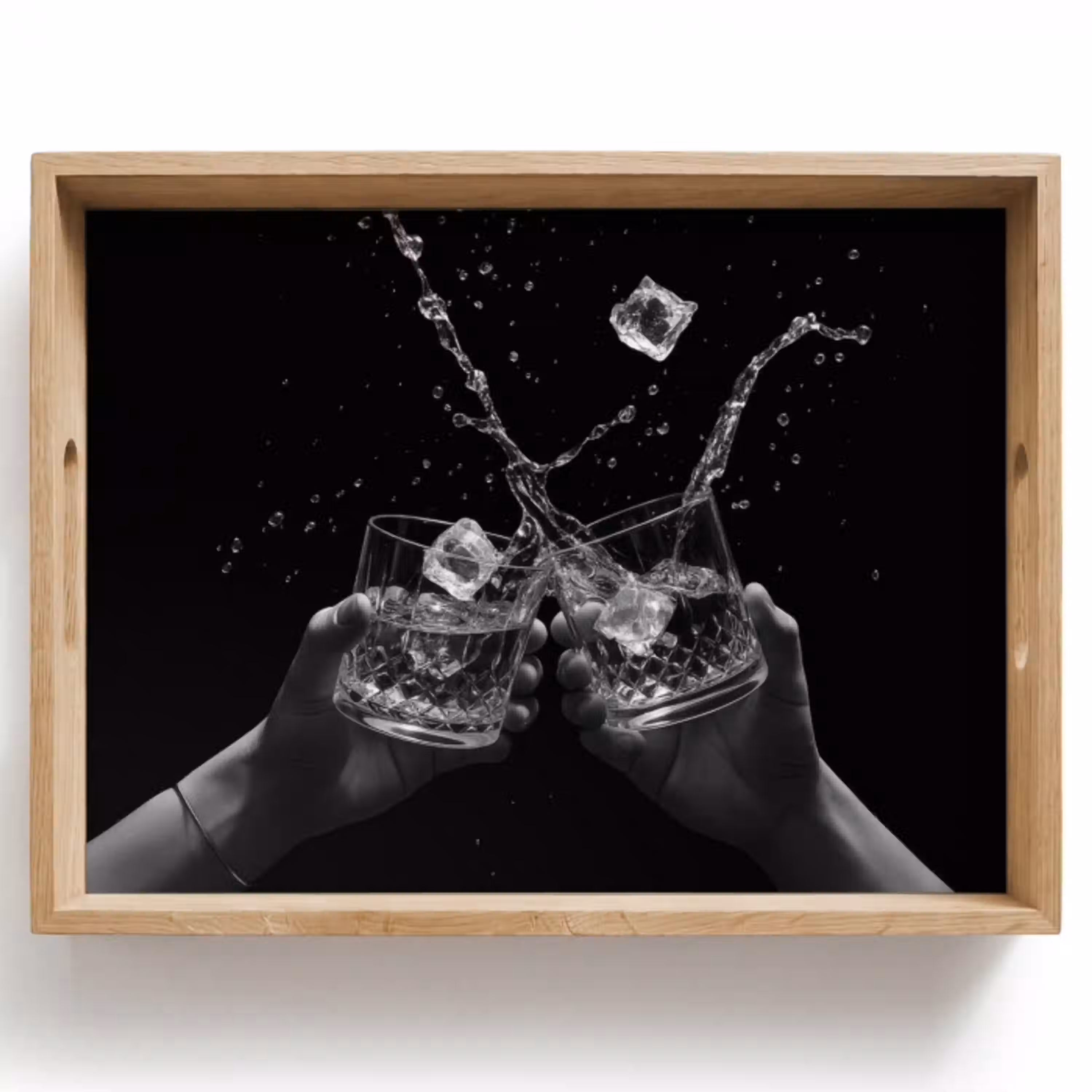 Whiskyglazen - Ijs - Spetters - Zwart Dienblad Rechthoek middel -z3d_shopping