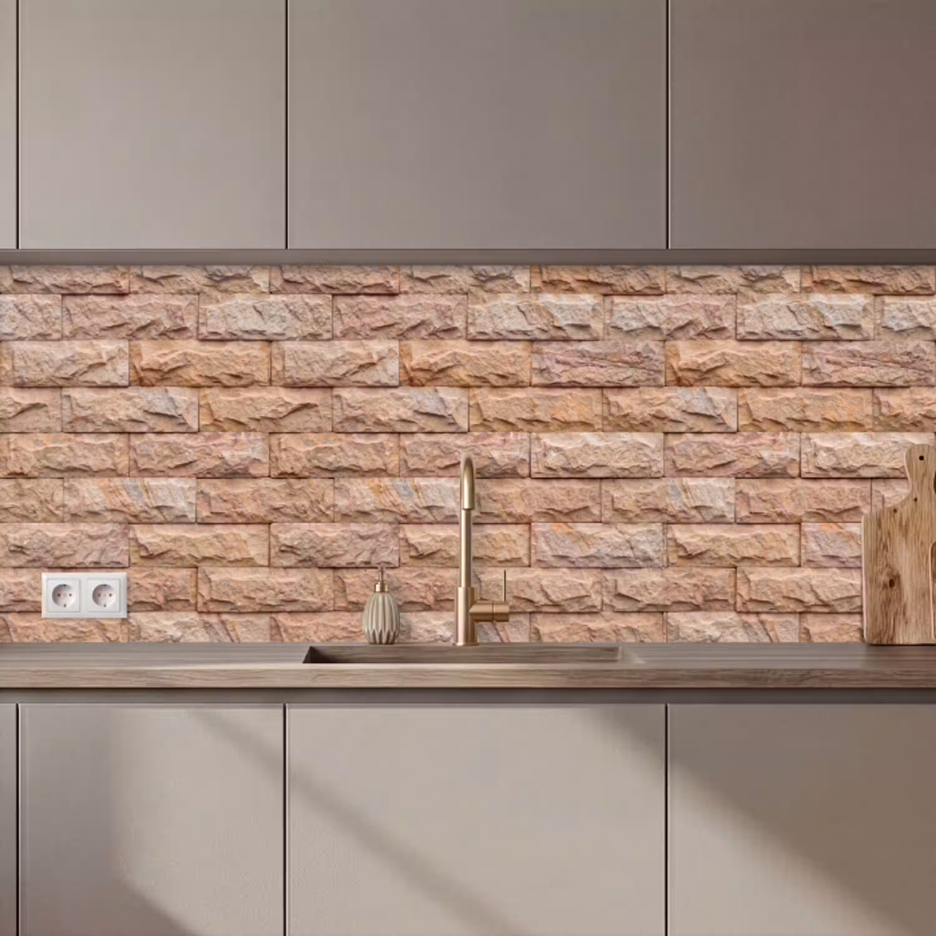 Muur - Steen - Ruw - Textuur - Beige keuken achterwand 2 middel zz_3dshopping