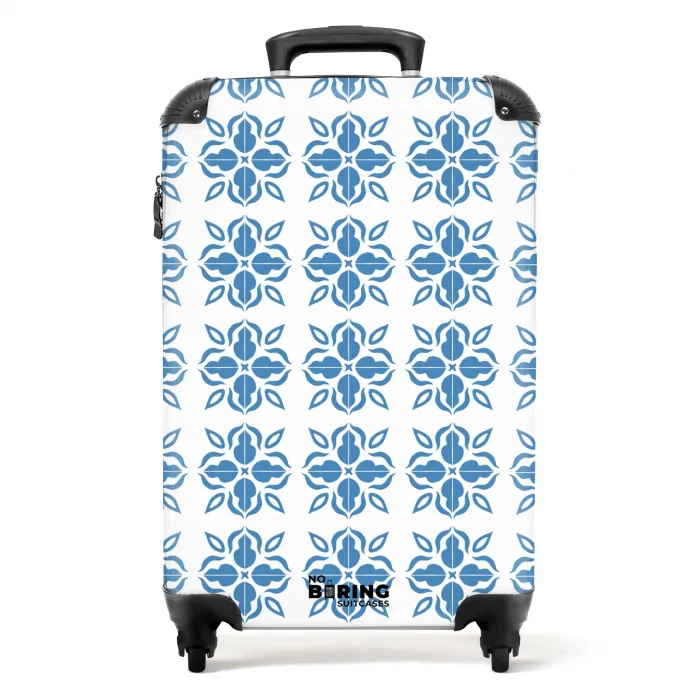 Zomer tegel print blauw NBS - Handbagage koffer - Kinderen Unisex middel -productfoto_recht