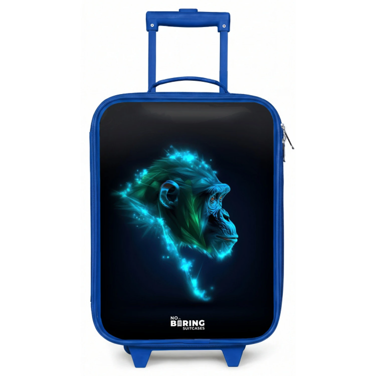 Neon silhouet van een chimpansee Kinderkoffer - Blauw klein -zz3dotto