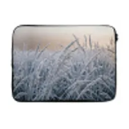 Rijp - Gras - Kristallen - Winter - Minimalistisch laptophoes neopreen klein -3d