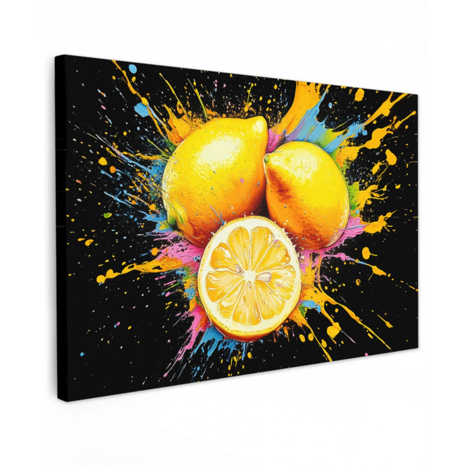 Citroen - Graffiti - Kleurrijk - Verf - Modern Tuinposter op houten frame 2 cm dik klein -3d