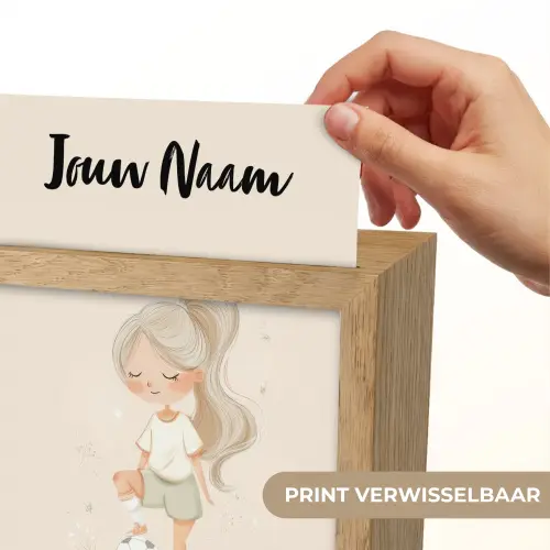 Meisje - Staart - Voetbal - Minimalistisch Light Box met kabel (Kinderlampje) klein -USP_websiteprintNL