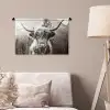Schotse hooglander - Koe - Dieren - Zwart - Wit Wandkleed katoen klein -sfeer4