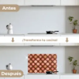 Geometrisch - Bloemen - Kleurrijk keuken achterwand spatscherm klein 900 -voor_na_ES