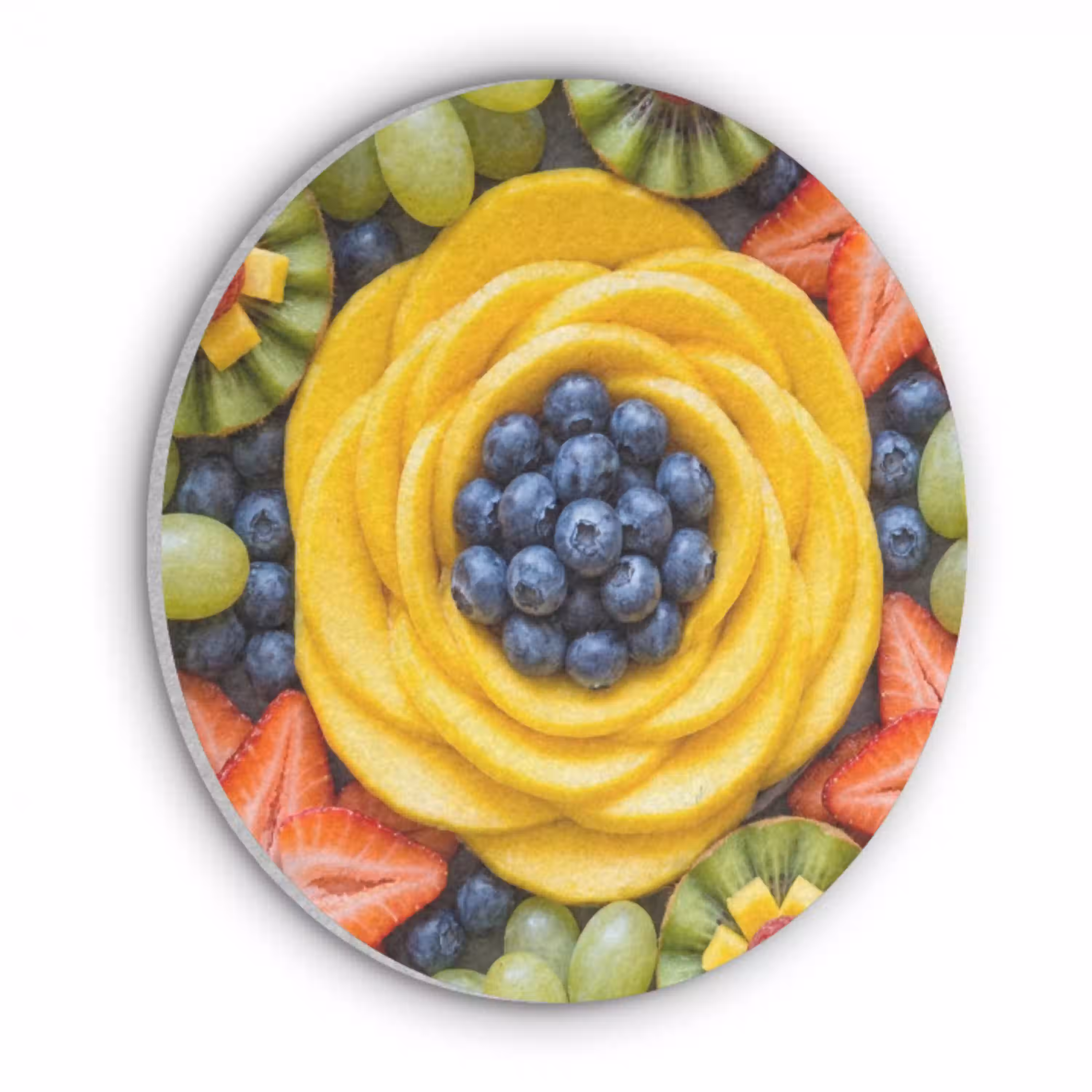 Fruit - Arrangement - Gezond - Kleurrijk - Eten Akoestische PET Vilt - Rond klein -3d