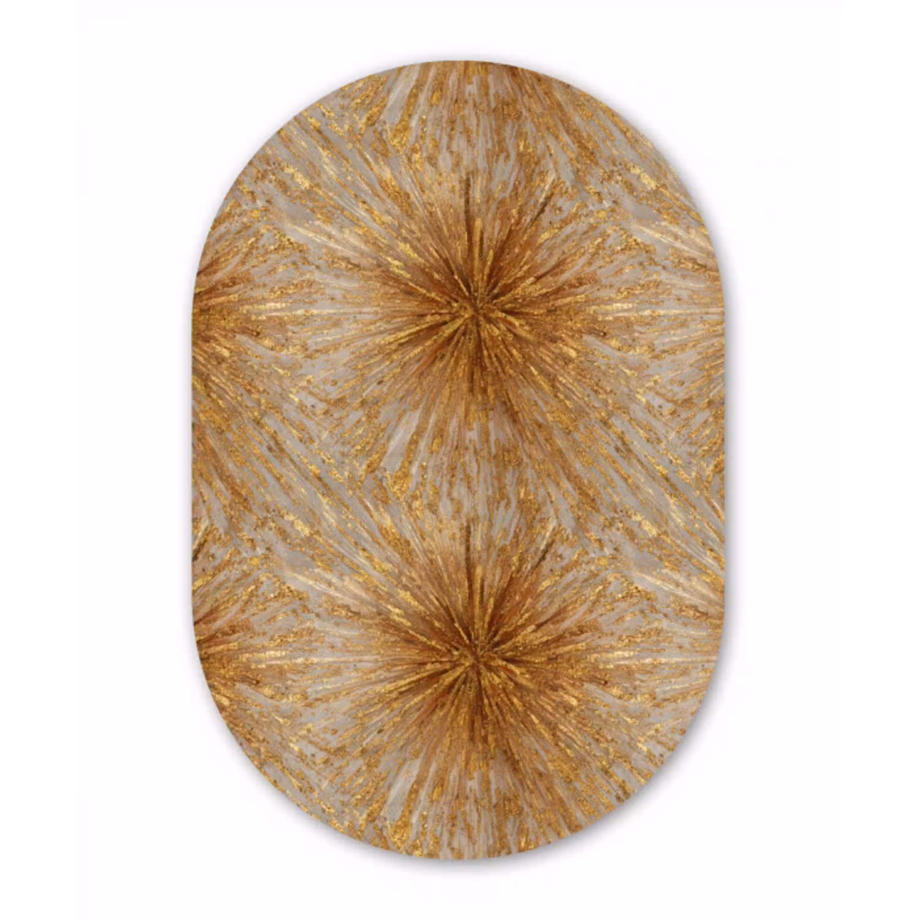 Explosie - Abstract - Goud - Wit Wandcirkel Ovaal Aluminium middel 839 -3d