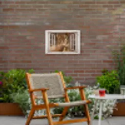 Hert - Dier - Bos - Herfst - Hertenkop - Bruin - Doorkijk Tuinposter op houten frame 2 cm dik klein -sfeer3
