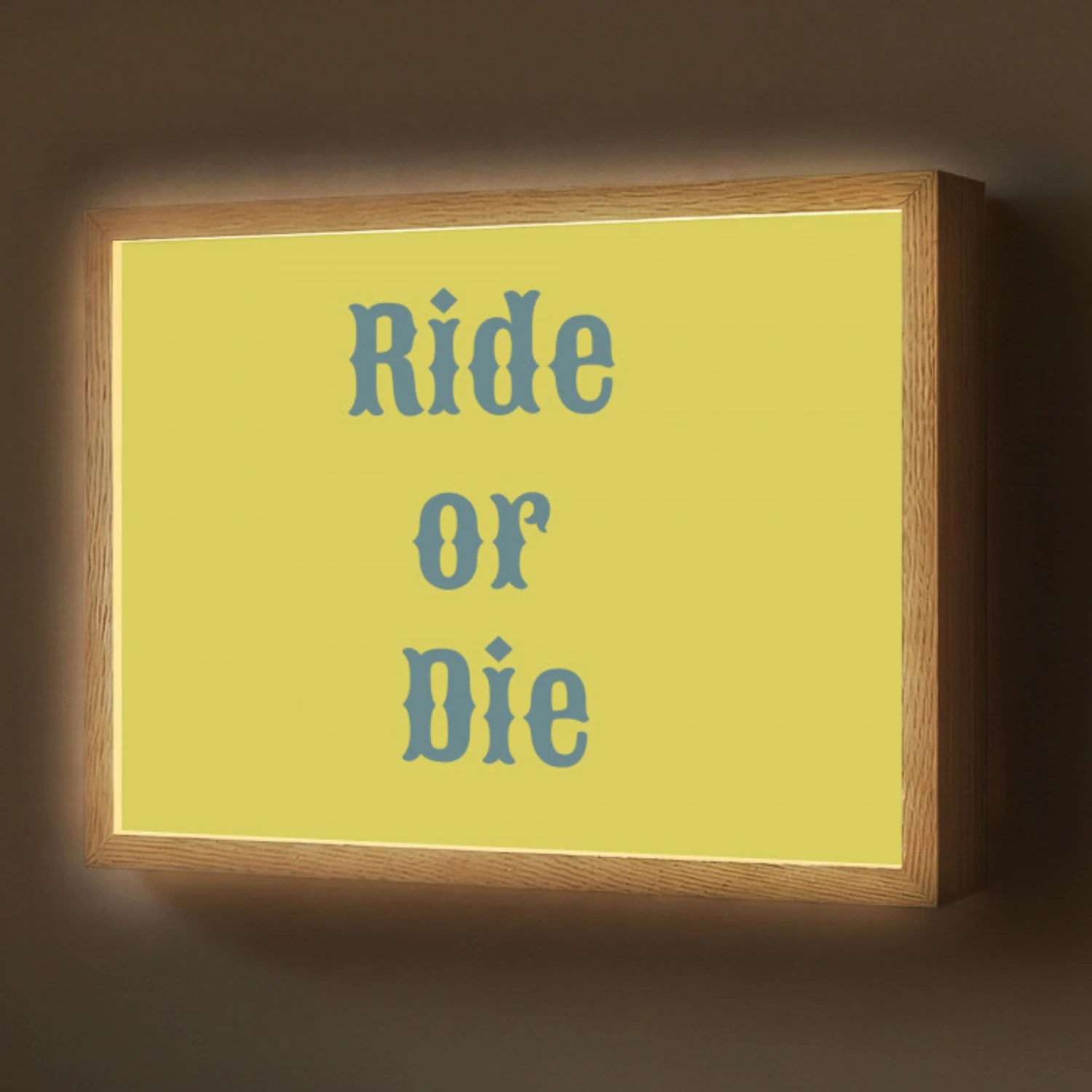Ride or die - Geel - Blauw Light Box met batterij (Wandlamp) middel -z3d_website