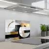 Abstract - Goud - Zilver - Vormen - Aesthetic keuken achterwand spatscherm klein -3d_schuin