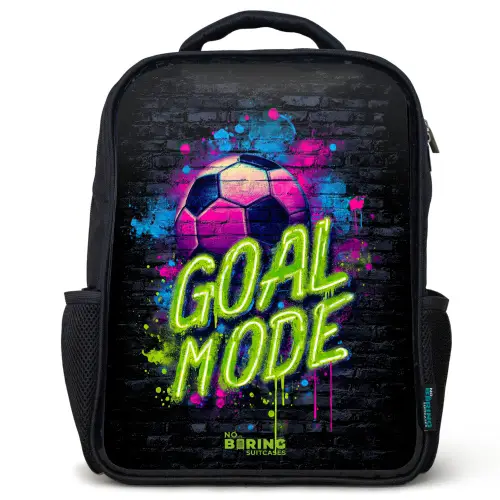 Neon - Graffiti - Voetbal - Kleurrijk Rugzak - Zwart middel -3d
